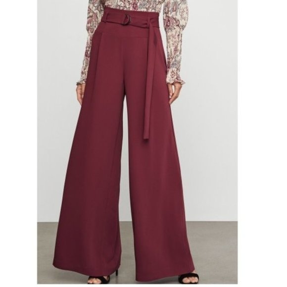 BCBG Maxazria D-Ring Belted Wide-Leg Matte Satin Pants - Picture 3 of 13
